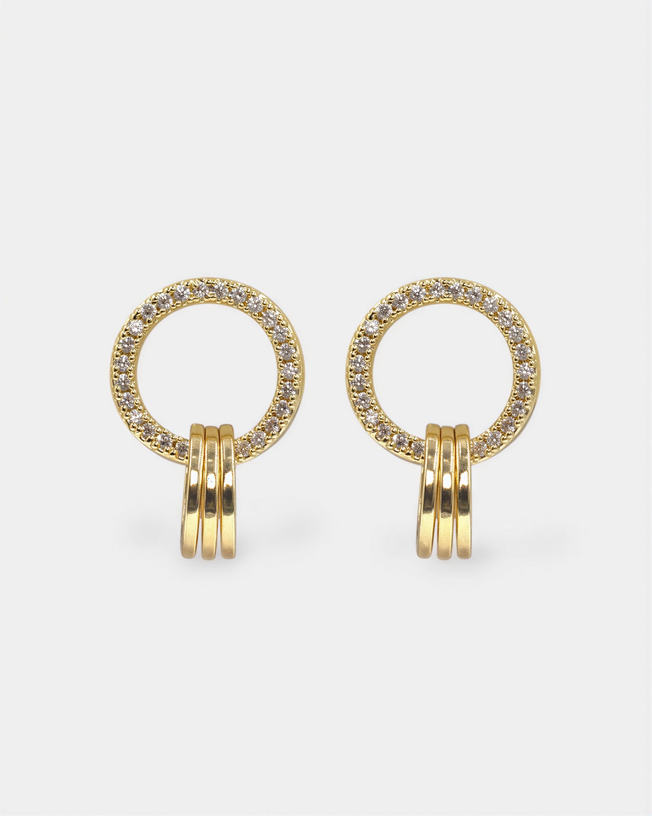 ARETES ARO MICRO PAVE CON AROS TRICOLOR