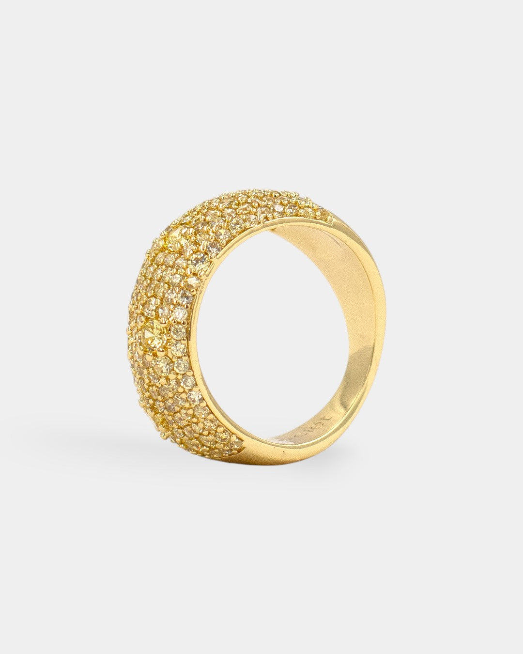 Anillo Micro Pave Yellow Zirconia, Anillo Eclet con bano de oro 14k, hipoalergenico (vista 3)