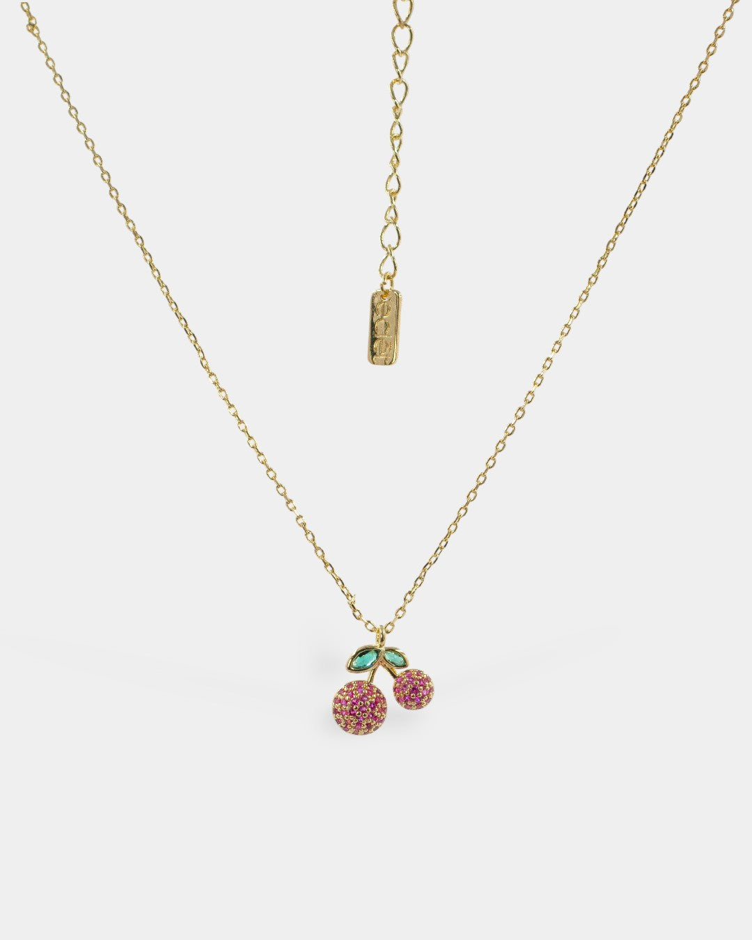 Collar Micro Pave Cherries, Collar Eclet con bano de oro 14k, hipoalergenico (vista 3)